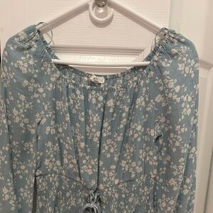 Mine Light Blue Floral Blouse